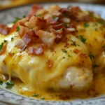 Alice Springs Chicken plated with cheese and bacon