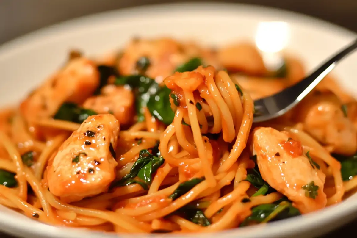 Creamy Marry Me Chicken Pasta served on a white plate
