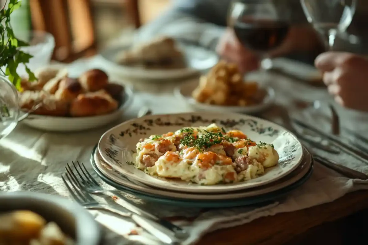 Armadillo eggs with sausage served on a cozy kitchen table