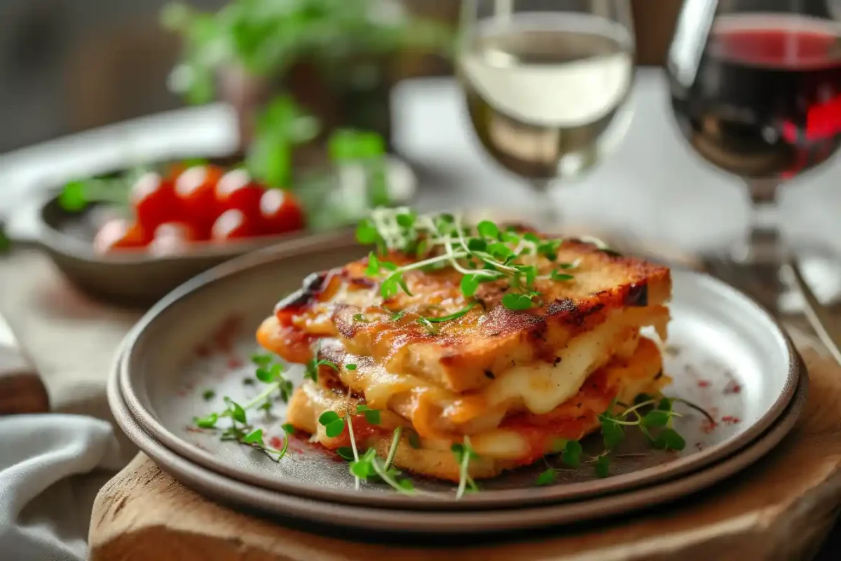 Hot serving of french grilled cheese croque monsieur recipes
