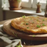 Freshly made healthy omelette recipe on rustic plate in cozy kitchen