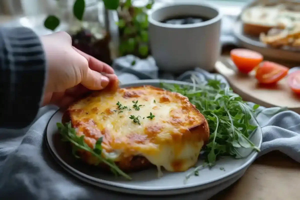 Hot Croque Monsieur Recipe Vegetarian served at family table