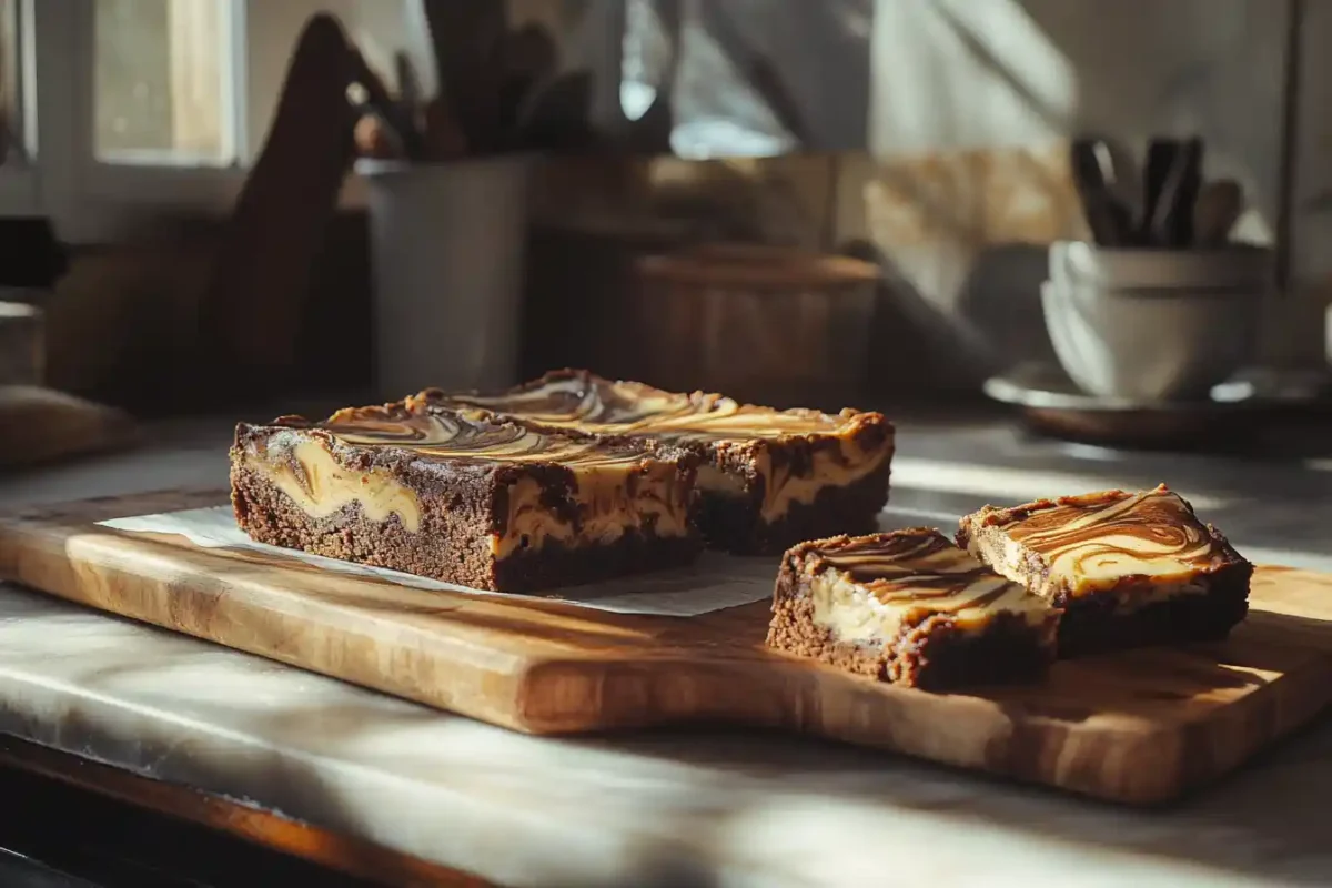 Fudgy banana peanut butter brownies with melted chocolate chips