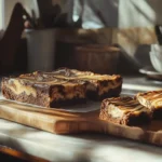 Fudgy banana peanut butter brownies with melted chocolate chips