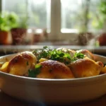 Baked Campbell Soup Chicken and Dressing in casserole with parsley