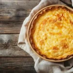 Golden baked chicken casserole in a pan with dressing topping