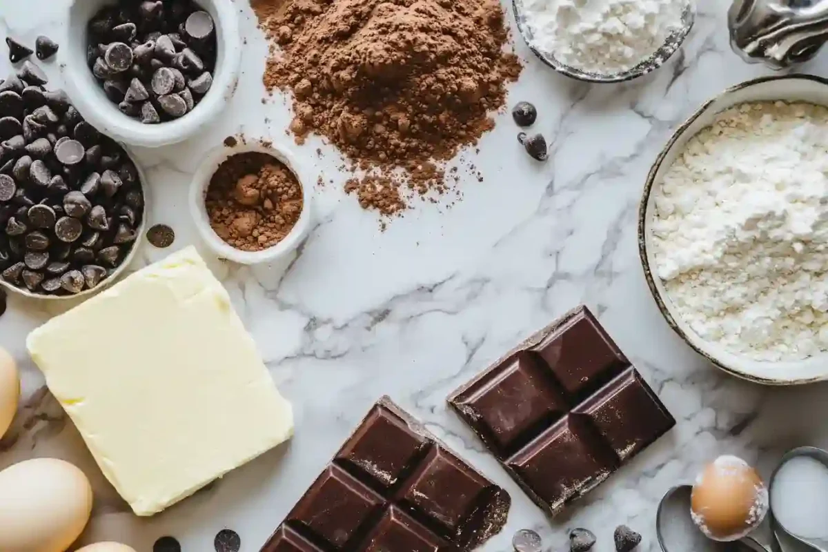 All the ingredients needed to make brownie cheesecake cookie