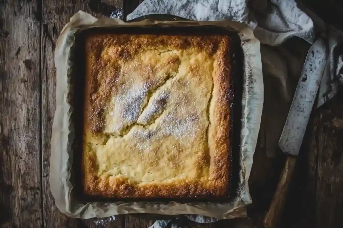 A perfectly baked kefir sheet cake with a golden crust