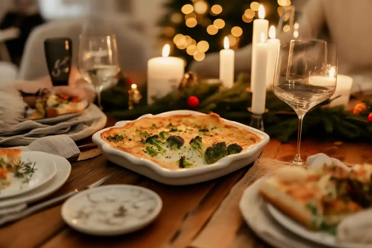 Serving a hot slice of broccoli salmon quiche recipe