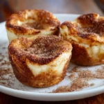 Warm churro cream cheese lava cups dusted with cinnamon sugar