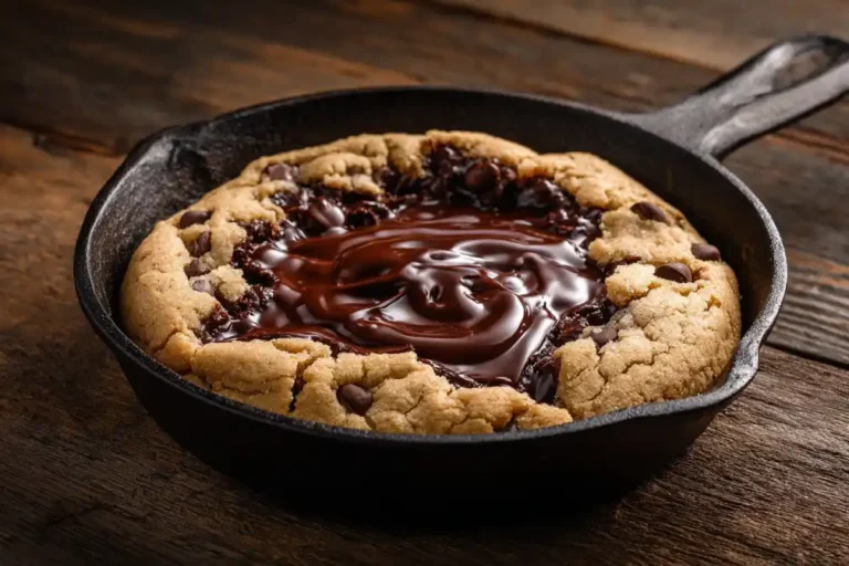 Molten Cookie Dough Bake with melted chocolate center and golden edges