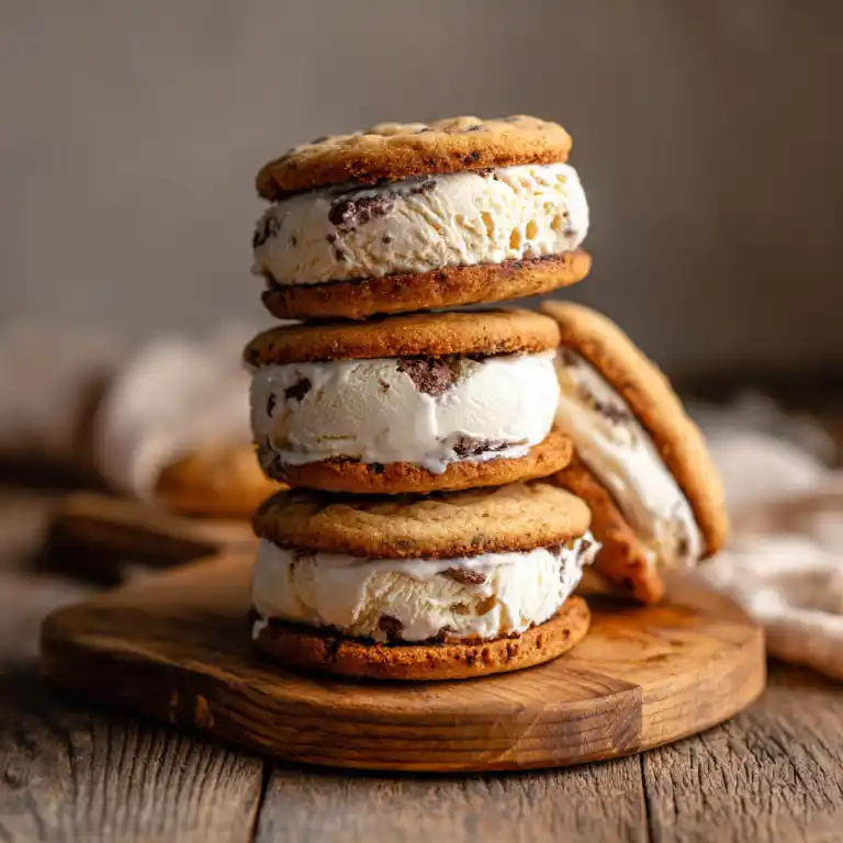 Broma Bakery Cookie Dough Ice Cream Sandwiches stack
