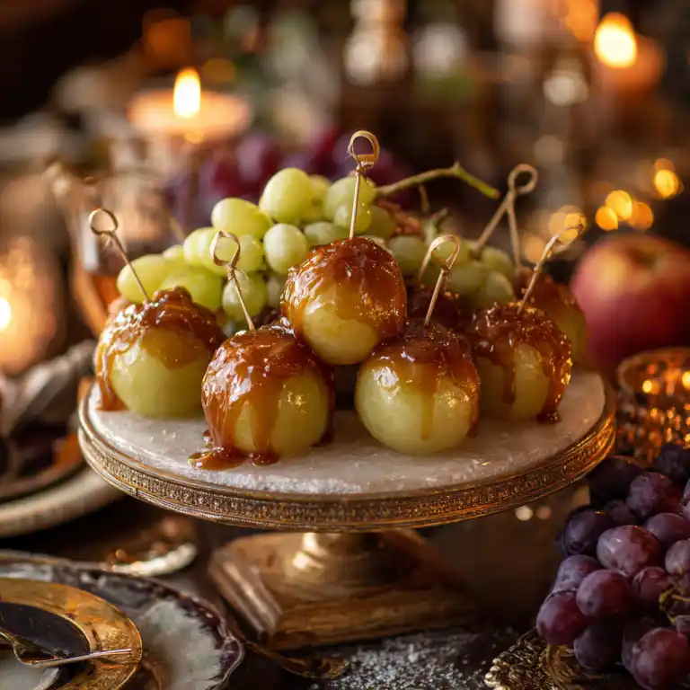 Serving Caramel Apple Grapes with Chocolate Cake