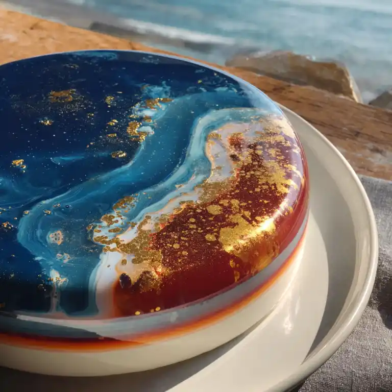 Sliced Mirror Glaze Cake shiny layered dessert