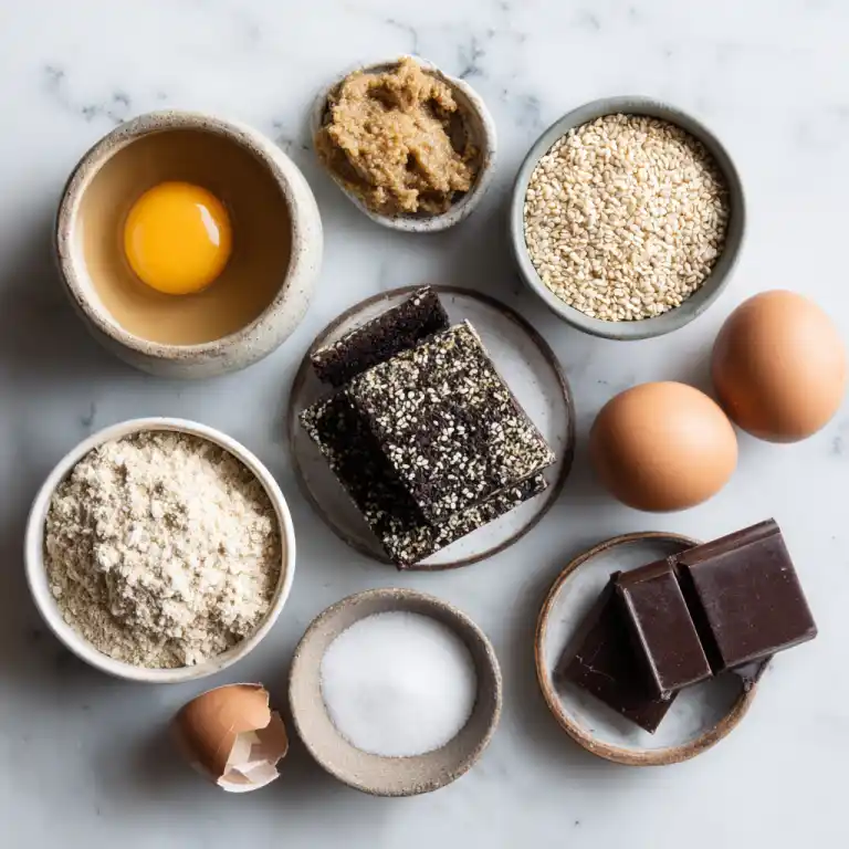 Miso Chocolate Puddle Cookies ingredients layout