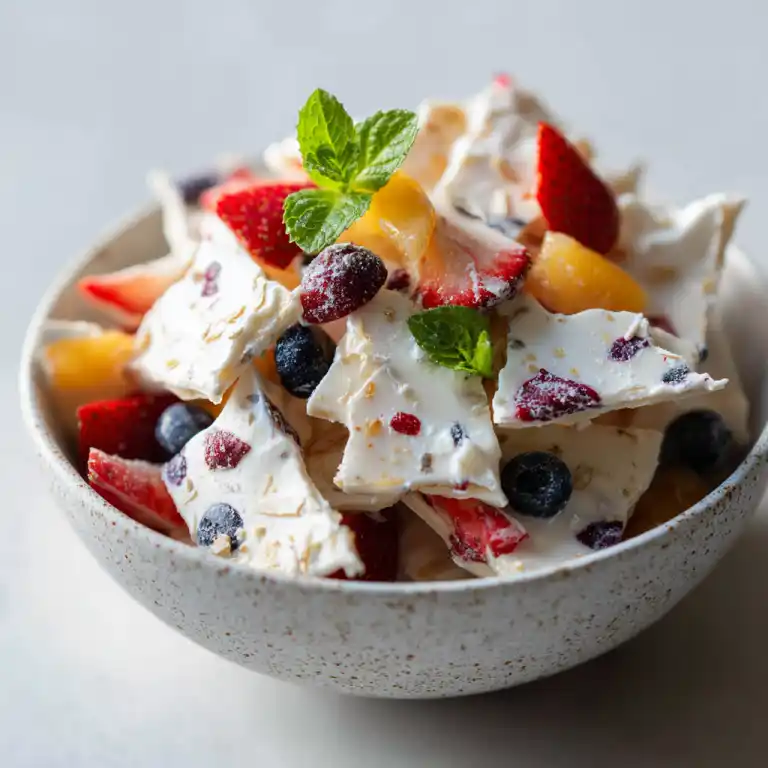 serving frozen yogurt bark